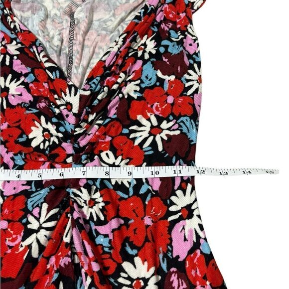 Free People red floral key to your heart v-neck mini dress M - Picture 5 of 9